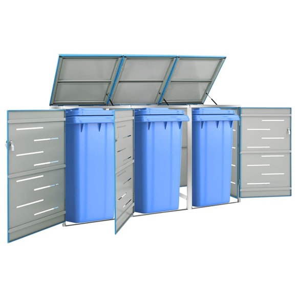vidaXL Mülltonnenbox für 3 Tonnen 207x77,5x115 cm Edelstahl