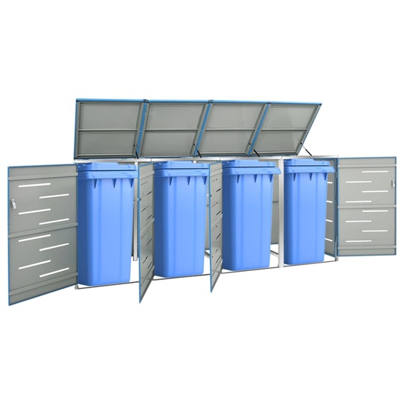 vidaXL Mülltonnenbox für 4 Tonnen 276,5x77,5x115,5 cm Edelstahl