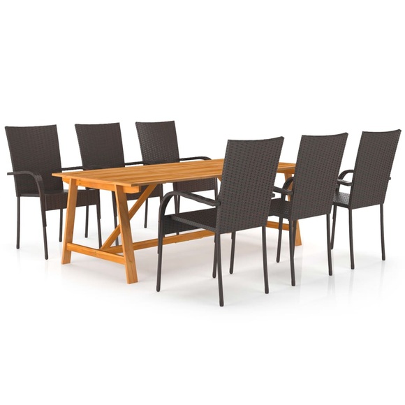 vidaXL 7-tlg. Garten-Essgruppe Braun