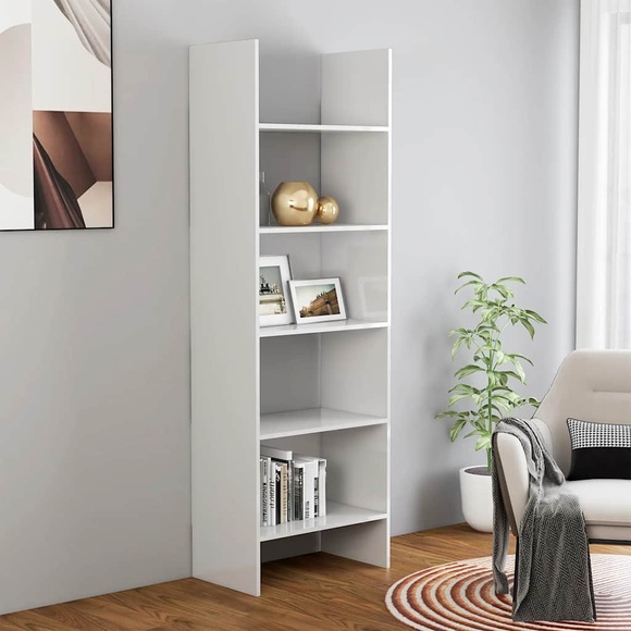 vidaXL Bücherregal Hochglanz-Weiß 60x35x180 cm Spanplatte