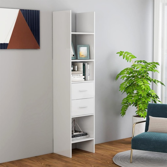 vidaXL Bücherregal Hochglanz-Weiß 40x35x180 cm Spanplatte