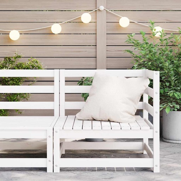 vidaXL Garten-Ecksofa Weiß Kiefer Massivholz