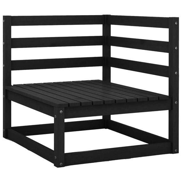 vidaXL Garten-Ecksofa Schwarz Kiefer Massivholz