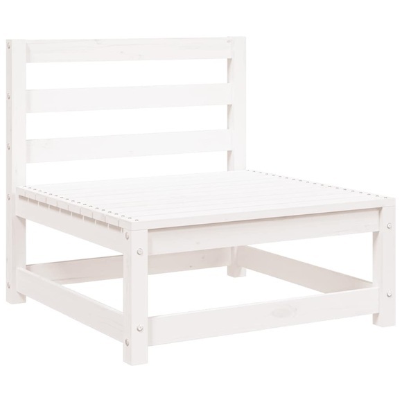 vidaXL Garten-Mittelsofa Weiß Kiefer Massivholz