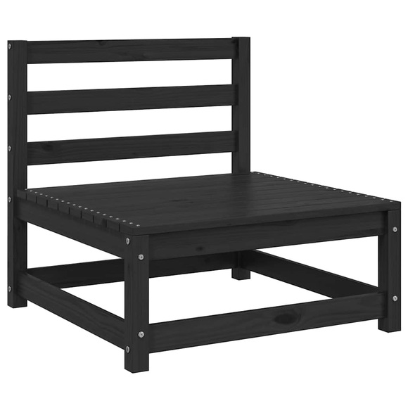 vidaXL Garten-Mittelsofa Schwarz Kiefer Massivholz