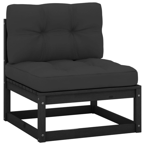 vidaXL Garten-Mittelsofa mit Anthrazit Kissen Massivholz Kiefer
