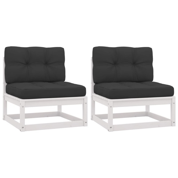 vidaXL Garten-Mittelsofas mit Anthrazit Kissen 2 Stk Massivholz Kiefer