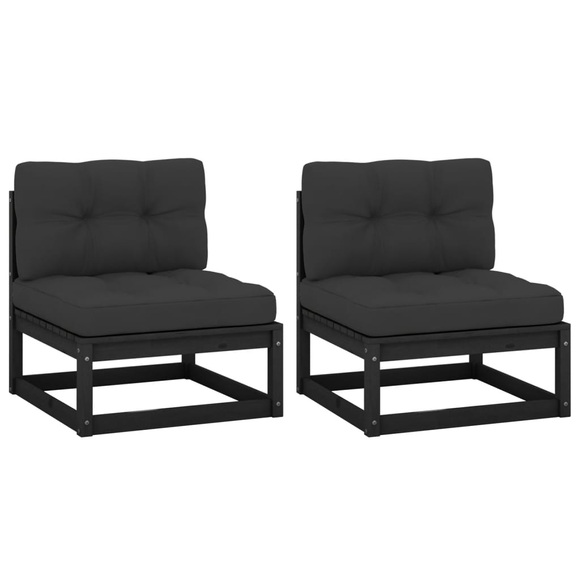 vidaXL Garten-Mittelsofas mit Anthrazit Kissen 2 Stk. Massivholz Kiefer