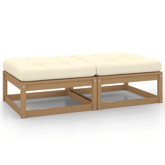 vidaXL Garten-Fußhocker mit Kissen 2 Stk. Honigbraun Massivholz Kiefer