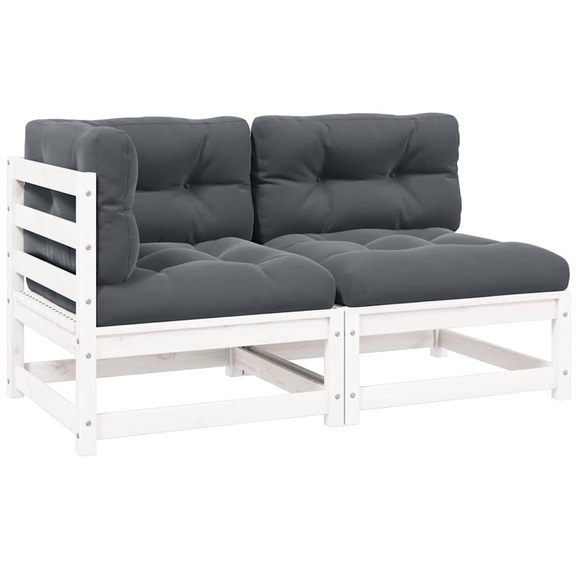vidaXL 2-tlg. Garten-Lounge-Set mit Kissen Weiß Massivholz Kiefer