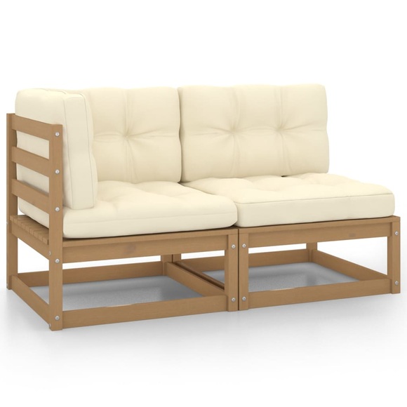 vidaXL 2-tlg. Garten-Lounge-Set mit Kissen Honigbraun Kiefernholz