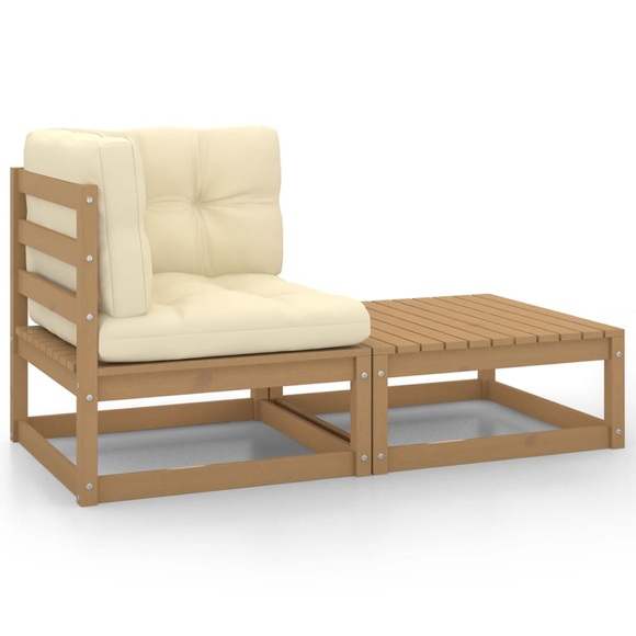 vidaXL 2-tlg. Garten-Lounge-Set mit Kissen Honigbraun Kiefernholz