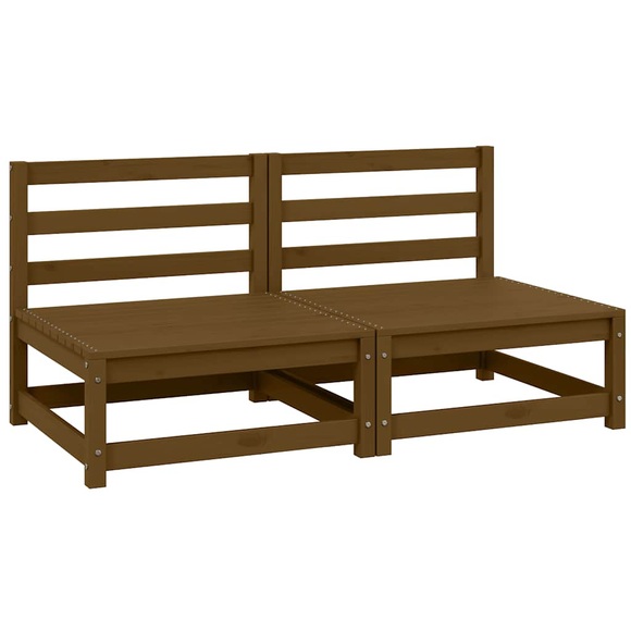 vidaXL Garten-Mittelsofas 2 Stk. Honigbraun Massivholz Kiefer