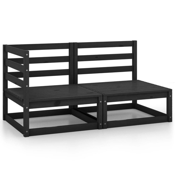 vidaXL 2-tlg. Garten-Lounge-Set Schwarz Massivholz Kiefer