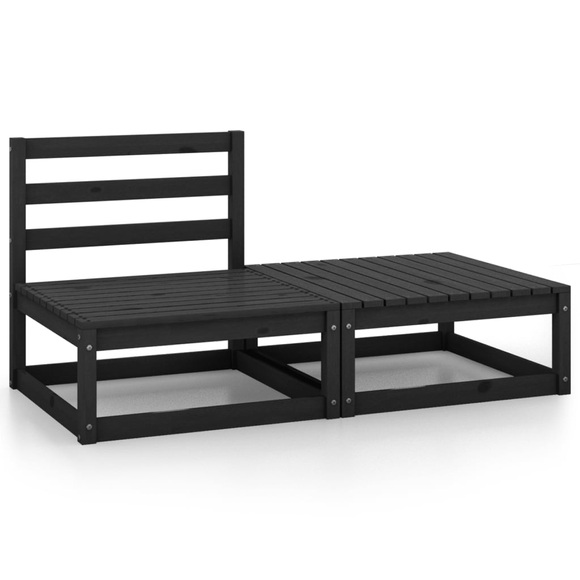 vidaXL 2-tlg. Garten-Lounge-Set Schwarz Massivholz Kiefer