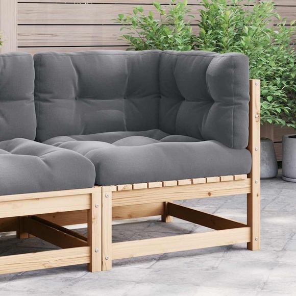 vidaXL Garten-Ecksofa mit Grauen Kissen Massivholz Kiefer