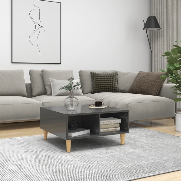 vidaXL Couchtisch Hochglanz-Grau 60x60x30 cm Spanplatte