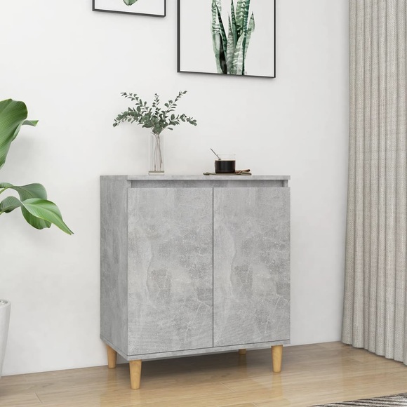 vidaXL Sideboard mit Massivholzbeinen Betongrau 60x35x70cm Spanplatte