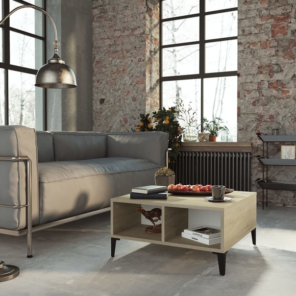 vidaXL Couchtisch Weiß Sonoma-Eiche 60x60x30 cm Spanplatte