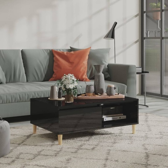 vidaXL Couchtisch Hochglanz-Schwarz 90x60x35 cm Spanplatte