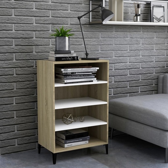 vidaXL Sideboard Weiß Sonoma-Eiche 57x35x90 cm Spanplatte