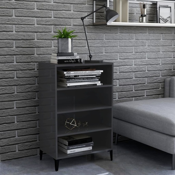 vidaXL Sideboard Hochglanz-Grau 57x35x90 cm Spanplatte