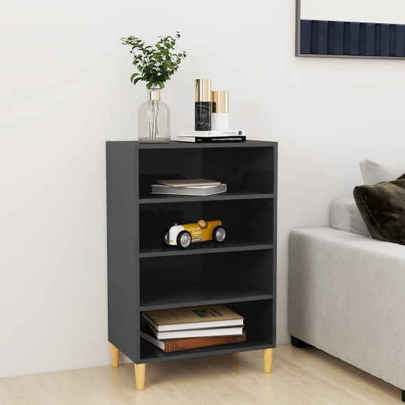 vidaXL Sideboard Hochglanz-Grau 57x35x90 cm Spanplatte