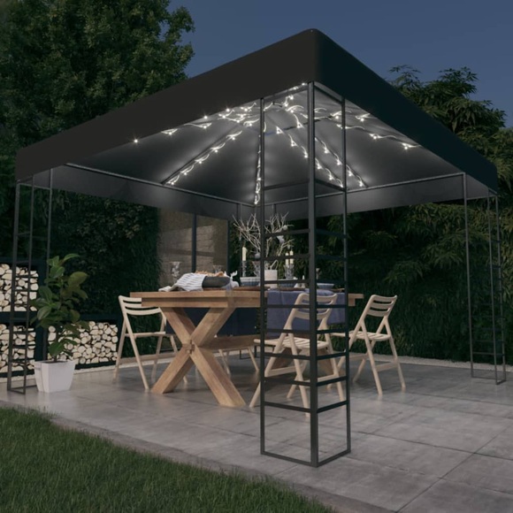vidaXL Gartenzelt mit LED-Lichterkette 3x3 m Anthrazit