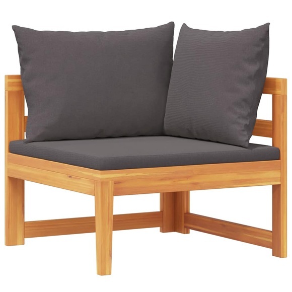 vidaXL Ecksofa mit Dunkelgrauen Kissen Massivholz Akazie