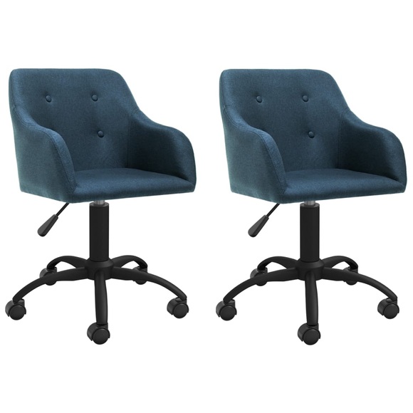 vidaXL Esszimmerstühle 2 Stk. Drehbar Blau Stoff