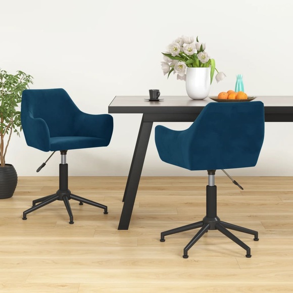 vidaXL Esszimmerstühle 2 Stk. Drehbar Blau Samt