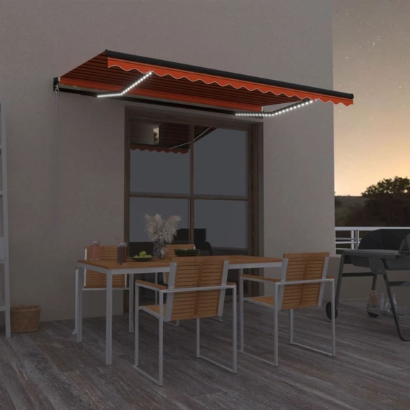 vidaXL Gelenkarmmarkise Einziehbar mit LED 400x350 cm Orange und Braun