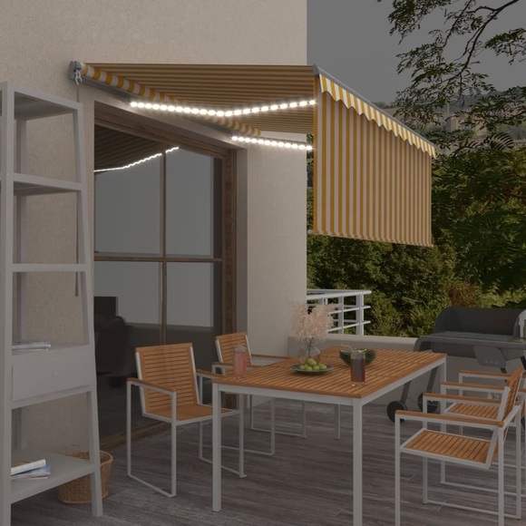 vidaXL Gelenkarmmarkise Einziehbar mit Jalousie LED 3x2,5m Gelb & Weiß