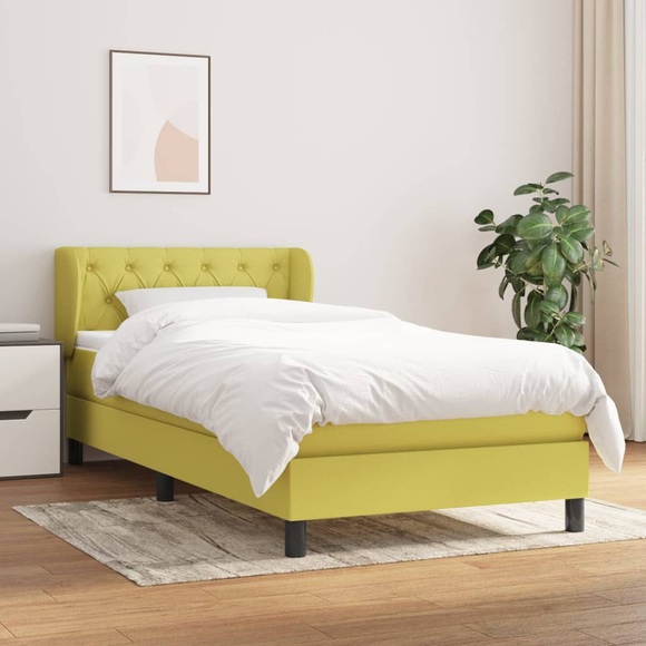 vidaXL Boxspringbett mit Matratze Grün 80x200 cm Stoff