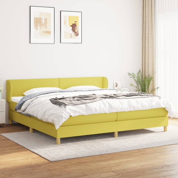 vidaXL Boxspringbett mit Matratze Grün 200x200 cm Stoff