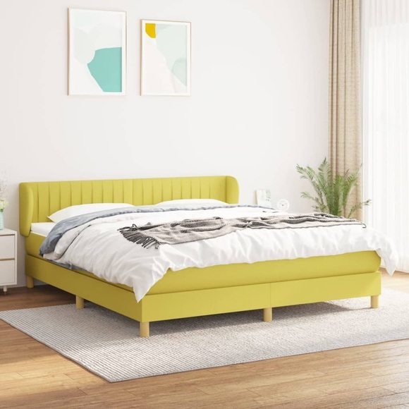 vidaXL Boxspringbett mit Matratze Grün 160x200 cm Stoff