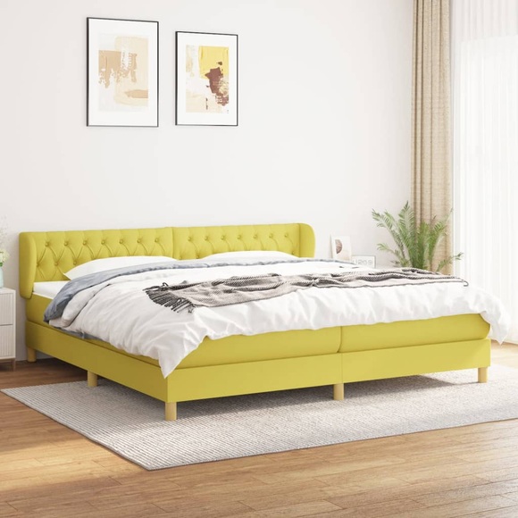 vidaXL Boxspringbett mit Matratze Grün 200x200 cm Stoff