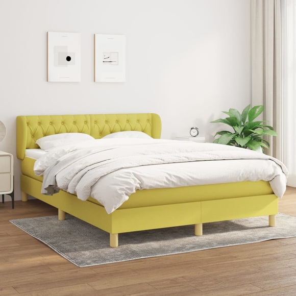 vidaXL Boxspringbett mit Matratze Grün 140x200 cm Stoff