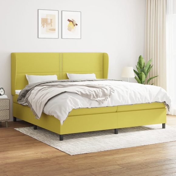 vidaXL Boxspringbett mit Matratze Grün 200x200 cm Stoff