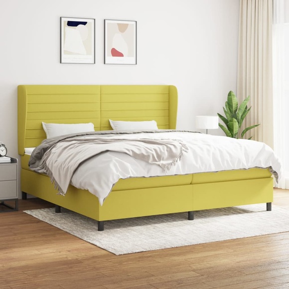 vidaXL Boxspringbett mit Matratze Grün 200x200 cm Stoff