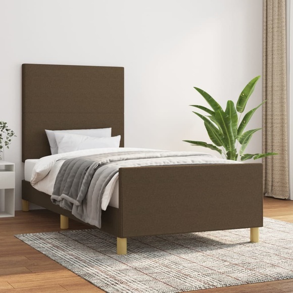 vidaXL Bettgestell mit Kopfteil Dunkelbraun 90x190 cm Stoff
