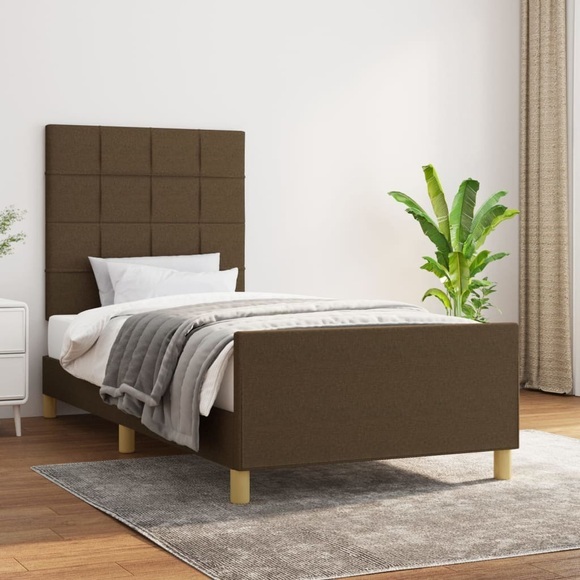 vidaXL Bettgestell mit Kopfteil Dunkelbraun 90x200 cm Stoff