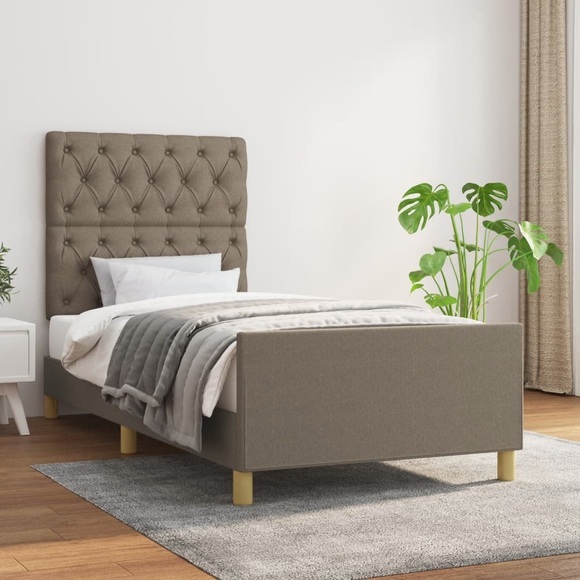 vidaXL Bettgestell mit Kopfteil Taupe 80x200 cm Stoff