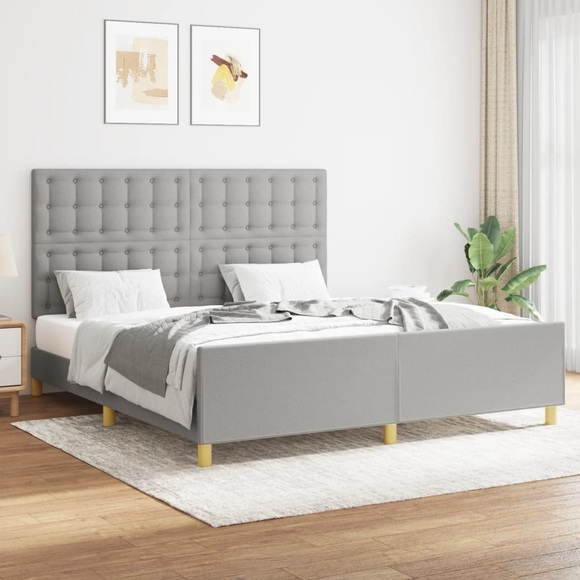 vidaXL Bettgestell mit Kopfteil Hellgrau 160x200 cm Stoff