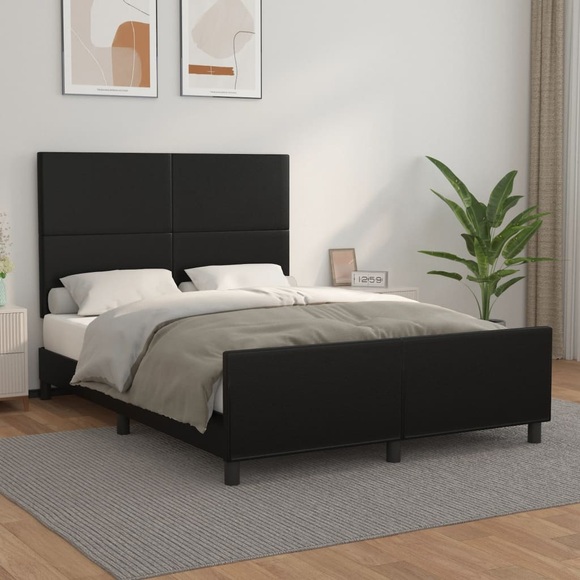 vidaXL Bettgestell mit Kopfteil Schwarz 140x200 cm Kunstleder