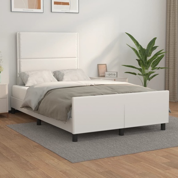 vidaXL Bettgestell mit Kopfteil Weiß 120x200 cm Kunstleder
