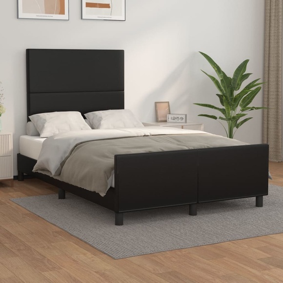 vidaXL Bettgestell mit Kopfteil Schwarz 120x200 cm Kunstleder