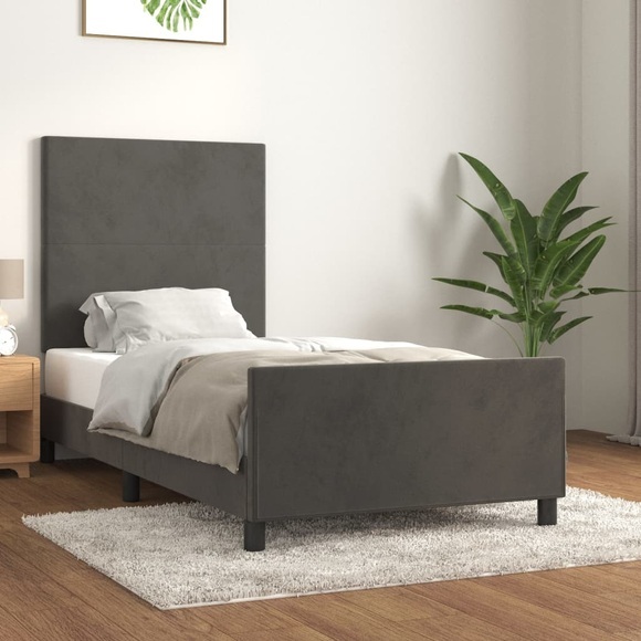vidaXL Bettgestell mit Kopfteil Dunkelgrau 100x200 cm Samt