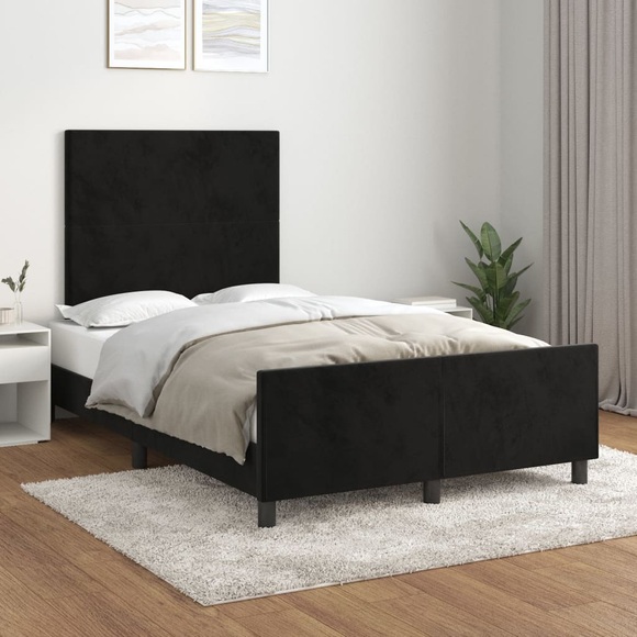 vidaXL Bettgestell mit Kopfteil Schwarz 120x200 cm Samt
