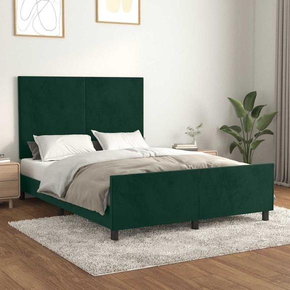 vidaXL Bettgestell mit Kopfteil Dunkelgrün 140x200 cm Samt